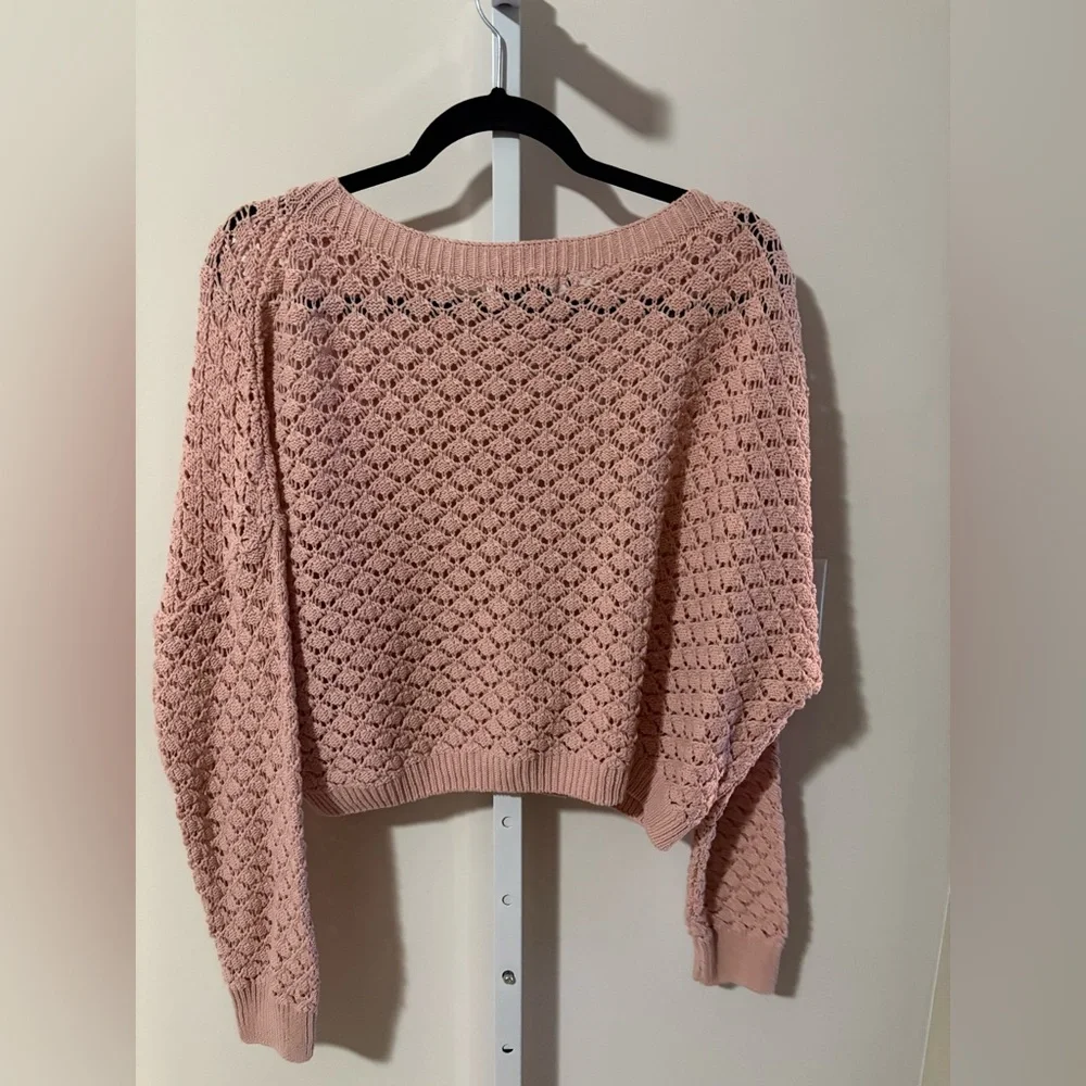 Stradivarius Blush Pink Crochet Sweater - Picture 2 of 3